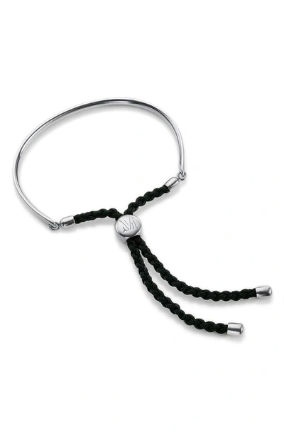Shop Monica Vinader Engravable Fiji Friendship Bracelet In Silver/ Black