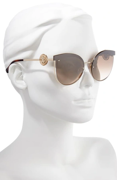 Shop Roberto Cavalli 63mm Oversize Flat Front Cat Eye Sunglasses In Gold/ Brown/ Brown Mirror