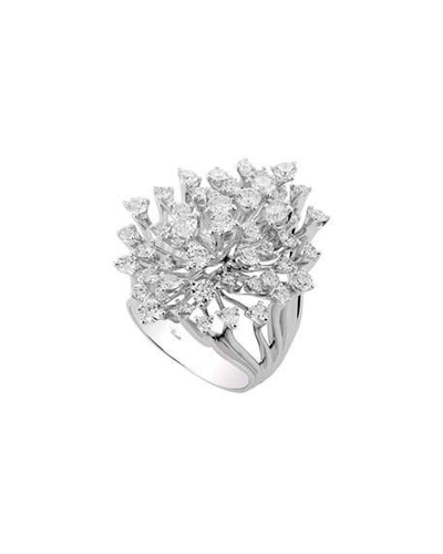 Shop Hueb Luminus 18k White Gold Diamond Wide Stemmed Ring