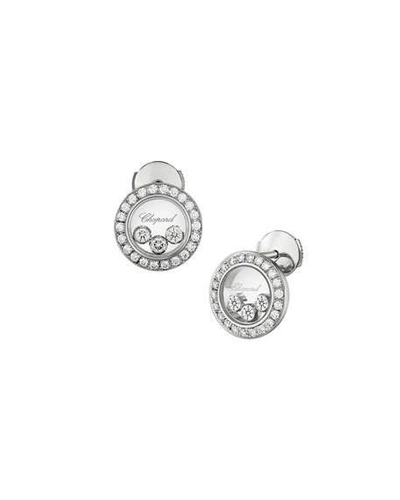 Shop Chopard 18k White Gold Happy Diamonds Round Stud Earrings