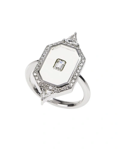 Shop Nikos Koulis Universe Line 18k White Gold Mixed-diamond Ring