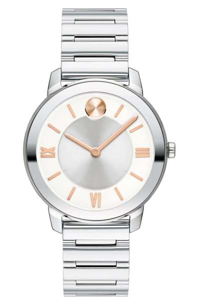 Shop Movado Bold Bracelet Watch, 32mm In Silver/ Rose Gold/ Silver