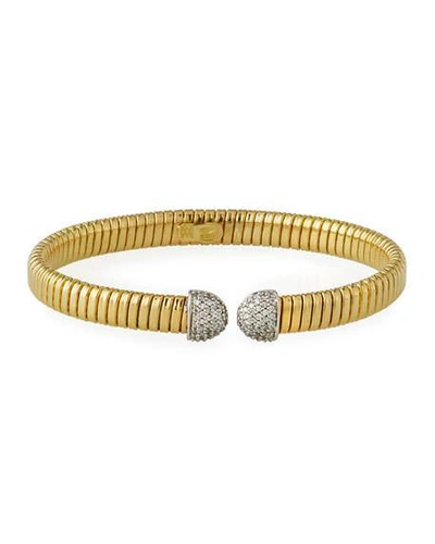 Shop Alberto Milani Pizza Mercanti 18k Gold Tubogas Wide Cuff Bracelet W/ Diamonds