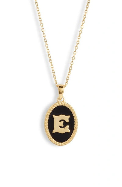 Shop Argento Vivo Initial Black Pendant Necklace In E