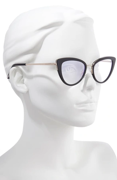 Shop Tom Ford 53mm Cat Eye Blue Light Blocking Glasses In Shiny Black/ Gold