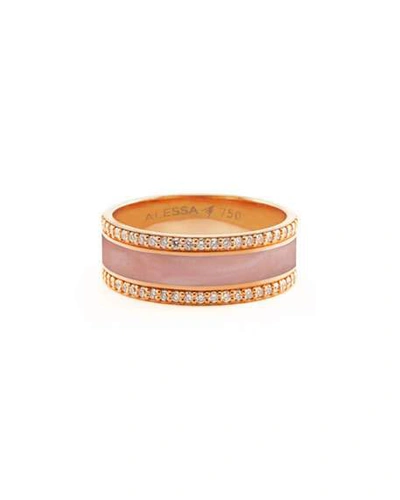Shop Alessa Jewelry Spectrum Painted 18k Rose Gold Ring W/ Diamond Trim, Pink