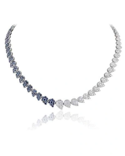 Shop Andreoli 18k White Gold Half Diamond & Sapphire Necklace