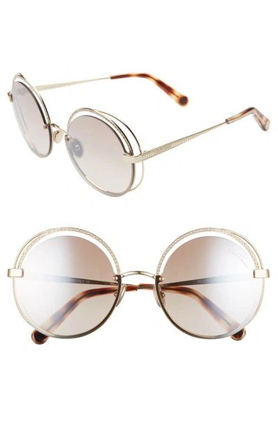 Shop Roberto Cavalli 60mm Crystal Detail Round Sunglasses In Gold/ Brown Mirror