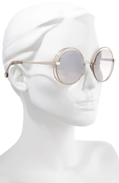 Shop Roberto Cavalli 60mm Crystal Detail Round Sunglasses In Gold/ Brown Mirror