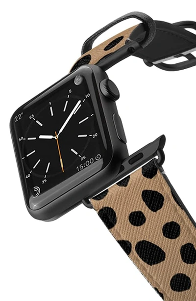 Shop Casetify Cheetah Dots Saffiano Faux Leather Apple Watch Strap In Cheetah/ Space Grey