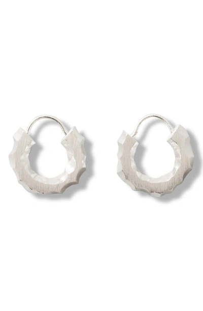 Shop All Blues Carved Hoop Earrings In Silver