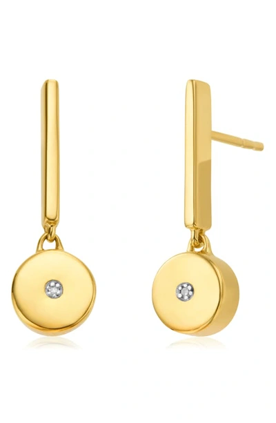 Shop Monica Vinader Linear Solo Diamond Drop Earrings In Yellow Gold