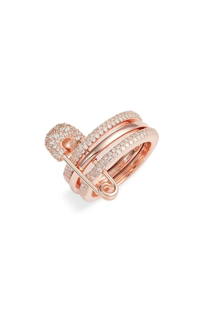 Shop Apm Monaco Baby Xl Safety Pin Ring In Rose Gold