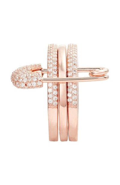 Shop Apm Monaco Baby Xl Safety Pin Ring In Rose Gold