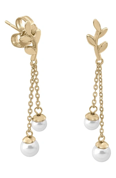 Shop Majorica Simulated Pearl Vine Drop Earrings In Gold