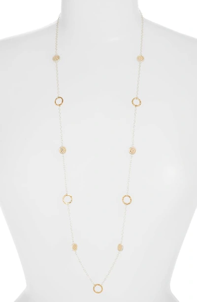 Shop Anna Beck Long Hammered Station Necklace In Gold/ Silver