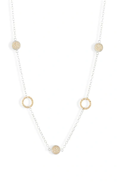 Shop Anna Beck Long Hammered Station Necklace In Gold/ Silver