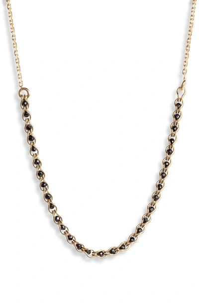 Shop Argento Vivo Caged Crystal Frontal Necklace In Gold/ Black