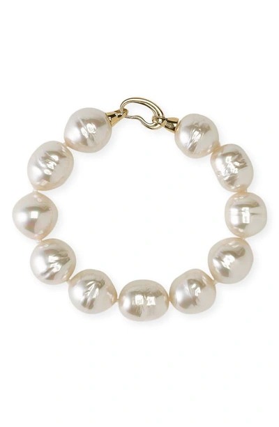 Shop Majorica 14mm Baroque Pearl Single Row Bracelet In White/ Gold