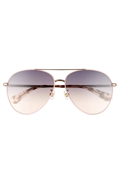 Shop Kate Spade Carolane 61mm Special Fit Polarized Aviator Sunglasses In Gold/ Purple