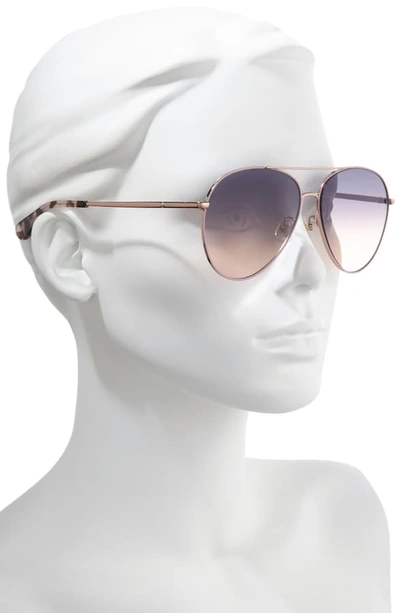 Shop Kate Spade Carolane 61mm Special Fit Polarized Aviator Sunglasses In Gold/ Purple