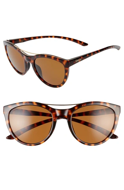 Shop Smith Midtown 53mm Chromopop(tm) Polarized Cat Eye Sunglasses In Dark Tortoise/ Brown