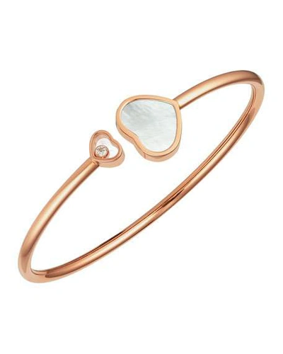 Shop Chopard Happy Hearts 18k Rose Gold Mother-of-pearl & Diamond Bracelet