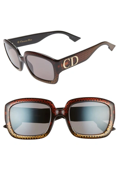 Shop Dior 54mm Square Sunglasses In Brown/ Gold/ Grey