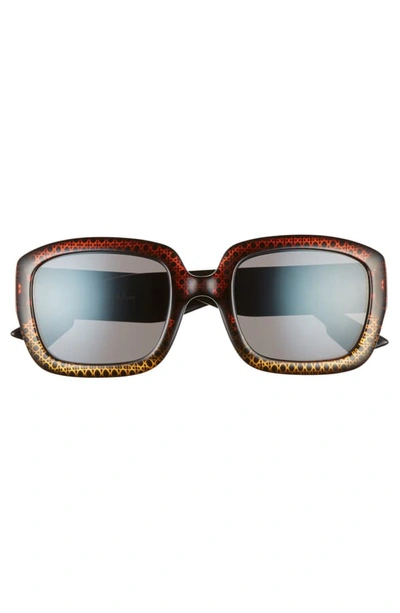 Shop Dior 54mm Square Sunglasses In Brown/ Gold/ Grey