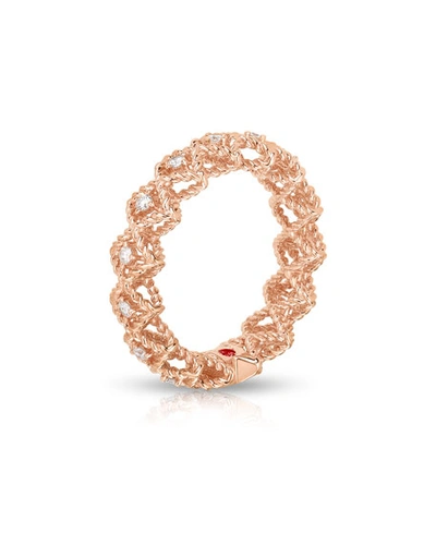 Shop Roberto Coin Barocco Single-row Diamond Ring In 18k Rose Gold