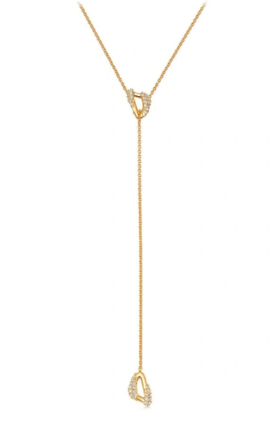 Shop Astley Clarke Mini Vela Lariat Necklace In Yellow Gold/ Diamond