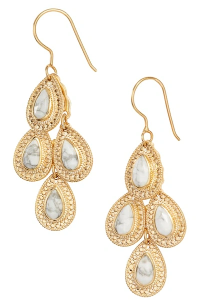 Shop Anna Beck Howlite Chandelier Earrings In Gold/ Howlite