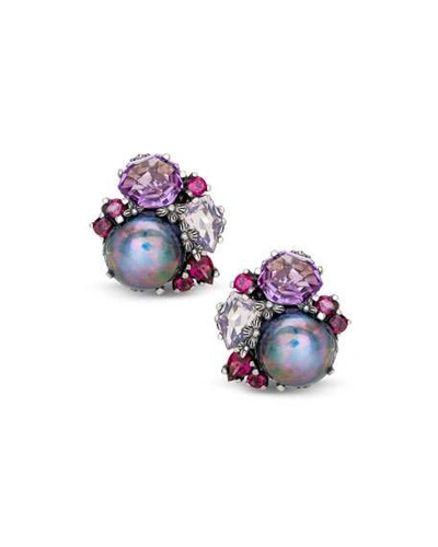 Shop Stephen Dweck Pearl & Faceted Multi-gemstone Cluster Clip-on Earrings