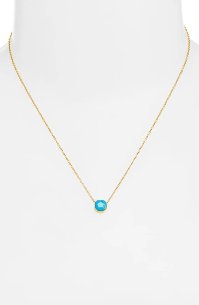 Shop Gorjana Power Gemstone Charm Adjustable Necklace In Healing/ Turquoise/ Gold