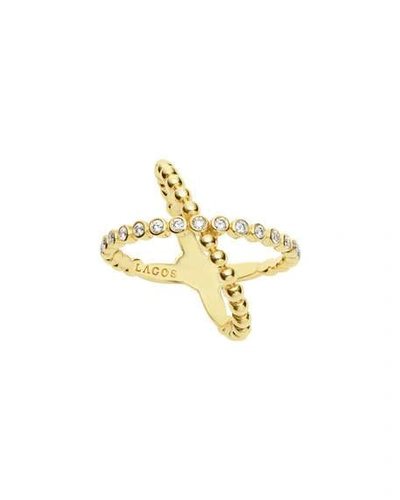 Shop Lagos 18k Caviar Gold Diamond X Ring