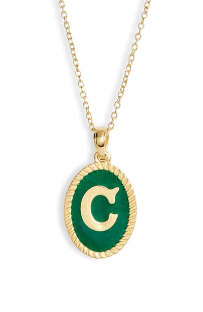 Shop Argento Vivo Initial Green Pendant Necklace In C