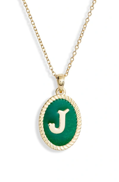 Shop Argento Vivo Initial Green Pendant Necklace In J