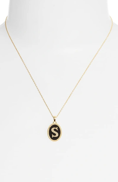 Shop Argento Vivo Initial Black Pendant Necklace In S