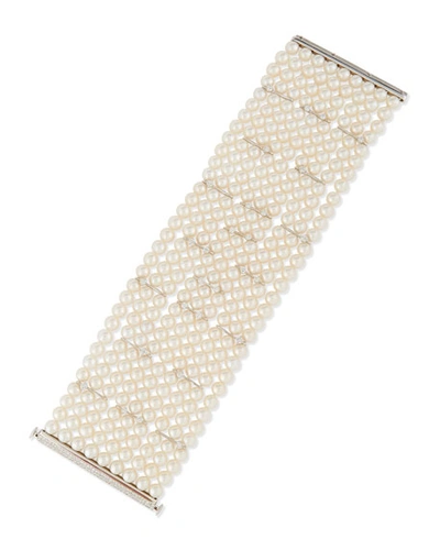 Shop Utopia Nine-strand Pearl Bracelet With Diamonds