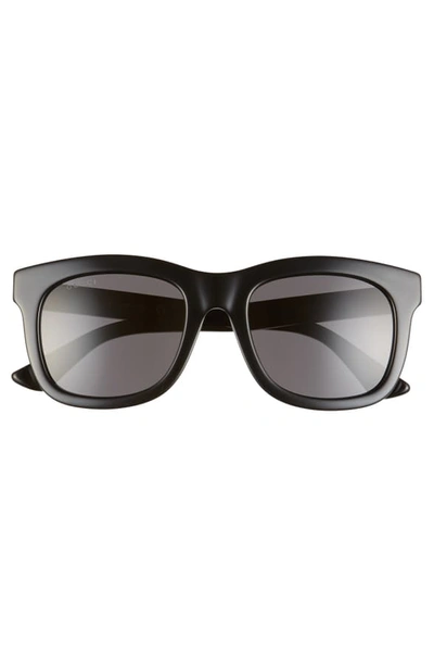 Shop Gucci 52mm Rectangle Sunglasses In Black