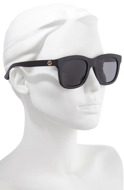 Shop Gucci 52mm Rectangle Sunglasses In Black