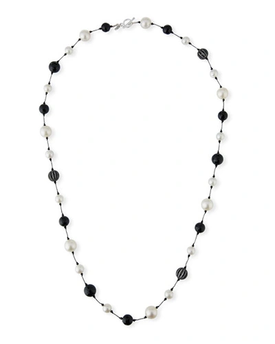 Shop Margo Morrison Pearl, Onyx & Crystal Ball Necklace, 35"l