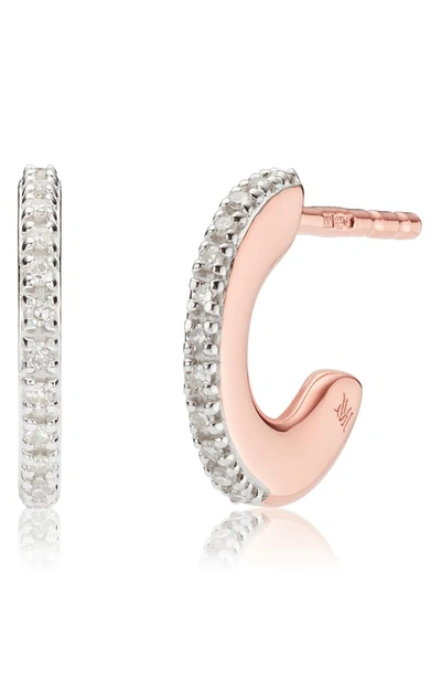 Shop Monica Vinader Small Fiji Diamond Hoop Earrings In Rose Gold/ Diamond