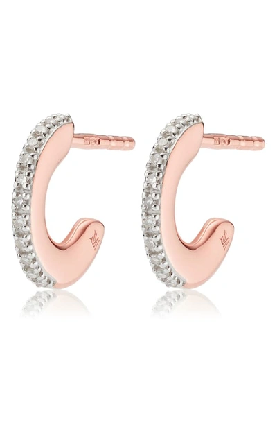 Shop Monica Vinader Small Fiji Diamond Hoop Earrings In Rose Gold/ Diamond