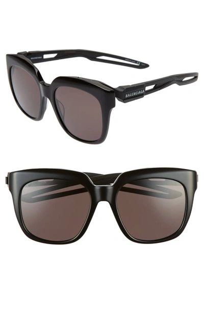 Shop Balenciaga 54mm Square Sunglasses - Shiny Black/ Grey