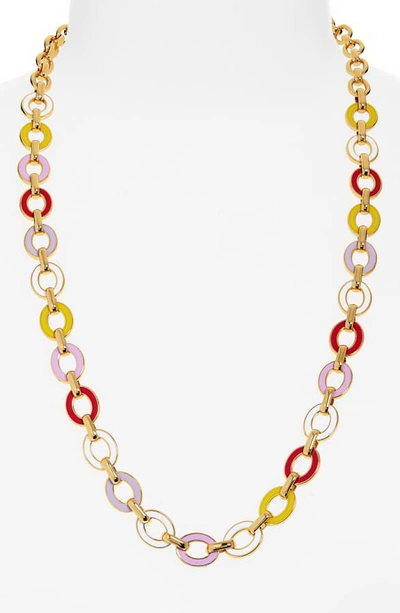 Shop J.crew Enamel Rainbow Link Necklace In Gold/ Pink/ Multi