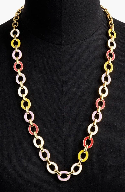 Shop J.crew Enamel Rainbow Link Necklace In Gold/ Pink/ Multi