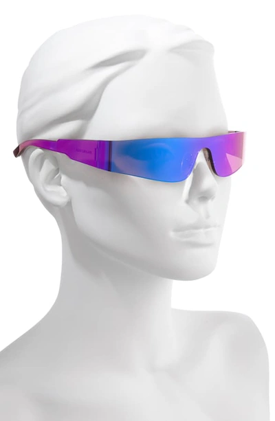 Shop Balenciaga 99mm Shield Sunglasses In Solid Burgundy/ Violet