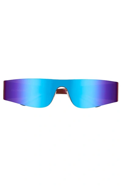 Shop Balenciaga 99mm Shield Sunglasses In Solid Burgundy/ Violet