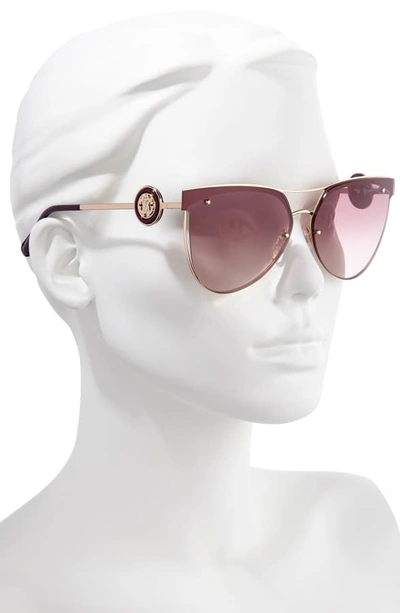 Shop Roberto Cavalli 65mm Oversize Flat Front Cat Eye Sunglasses In Rose Gold/ Gradient Bordeaux